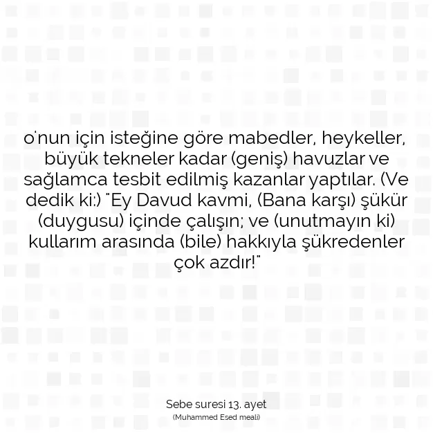 Ayetbul | Kuran Mealleri | Quran | Sebe suresi 13. ayet