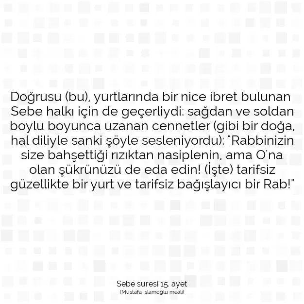 Ayetbul | Kuran Mealleri | Quran | Sebe suresi 15. ayet