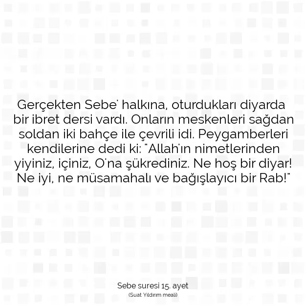 Ayetbul | Kuran Mealleri | Quran | Sebe suresi 15. ayet