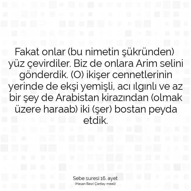 Ayetbul | Kuran Mealleri | Quran | Sebe suresi 16. ayet