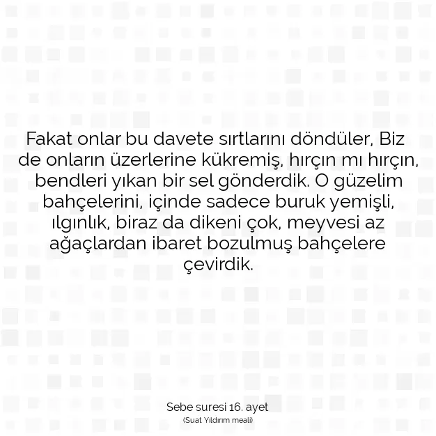 Ayetbul | Kuran Mealleri | Quran | Sebe suresi 16. ayet