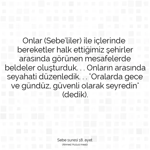 Ayetbul | Kuran Mealleri | Quran | Sebe suresi 18. ayet