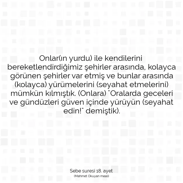 Ayetbul | Kuran Mealleri | Quran | Sebe suresi 18. ayet