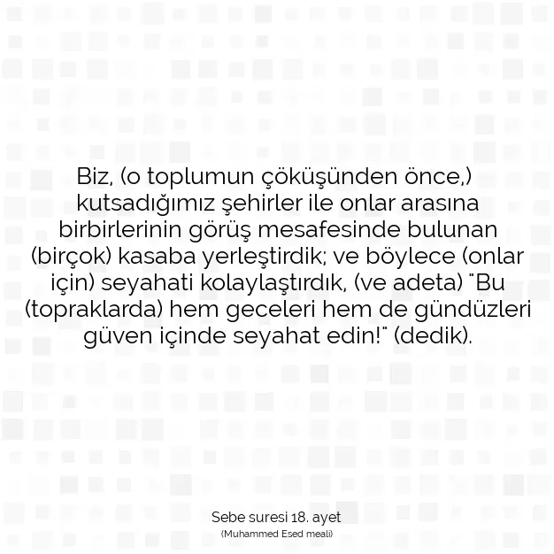 Ayetbul | Kuran Mealleri | Quran | Sebe suresi 18. ayet