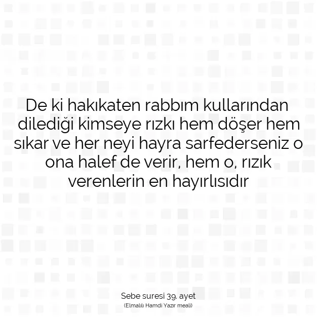 Ayetbul | Kuran Mealleri | Quran | Sebe suresi 39. ayet