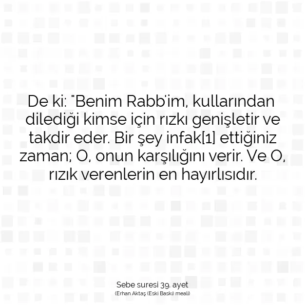 Ayetbul | Kuran Mealleri | Quran | Sebe suresi 39. ayet