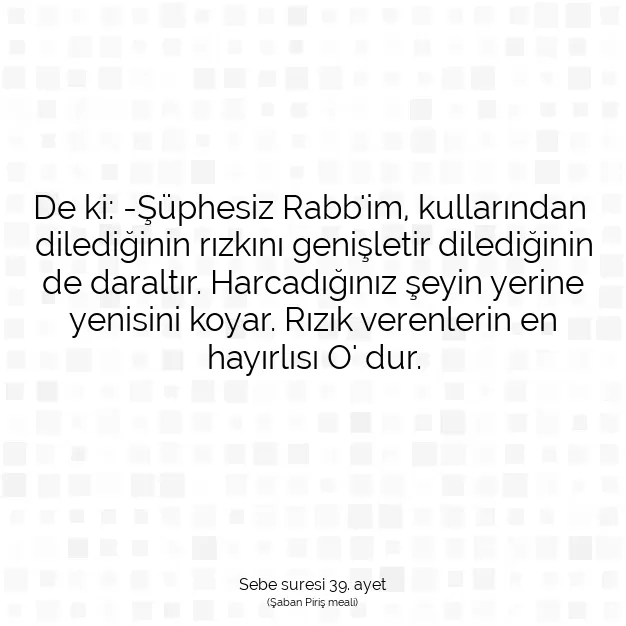 Ayetbul | Kuran Mealleri | Quran | Sebe suresi 39. ayet