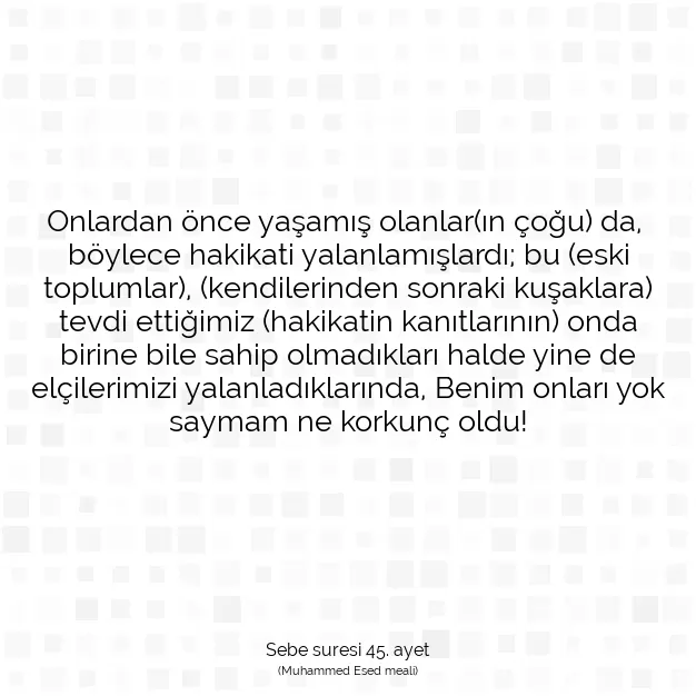 Ayetbul | Kuran Mealleri | Quran | Sebe suresi 45. ayet