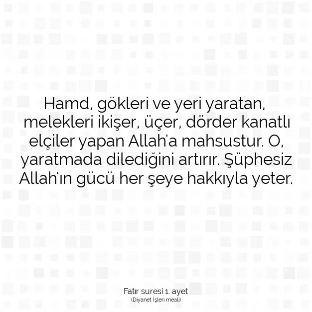 Ayetbul | Kuran Mealleri | Quran | Fatır suresi 1. ayet