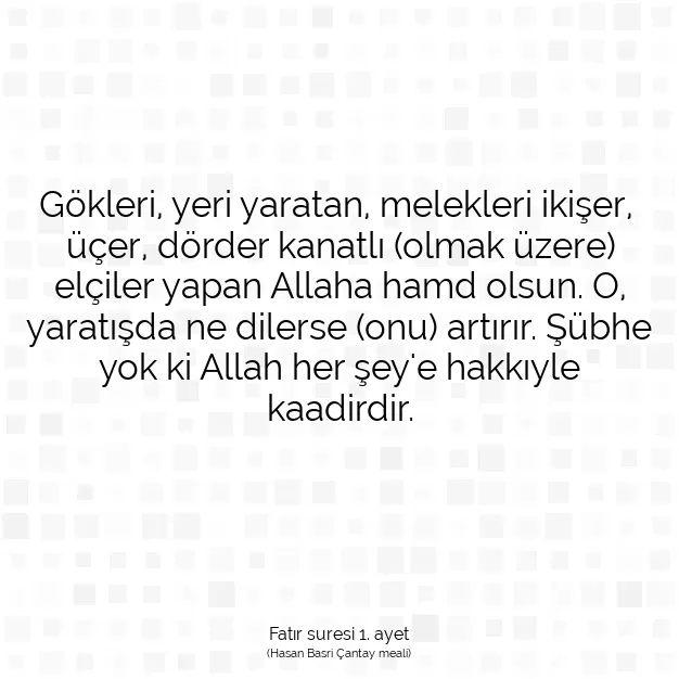 Ayetbul | Kuran Mealleri | Quran | Fatır suresi 1. ayet