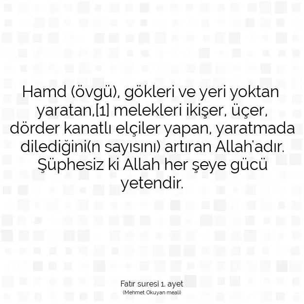 Ayetbul | Kuran Mealleri | Quran | Fatır suresi 1. ayet