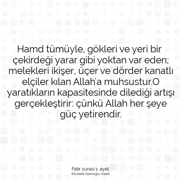 Ayetbul | Kuran Mealleri | Quran | Fatır suresi 1. ayet