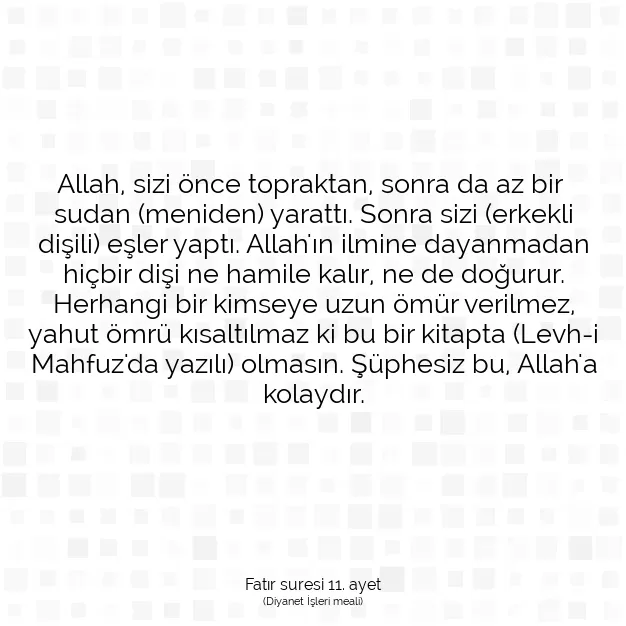 Ayetbul | Kuran Mealleri | Quran | Fatır suresi 11. ayet