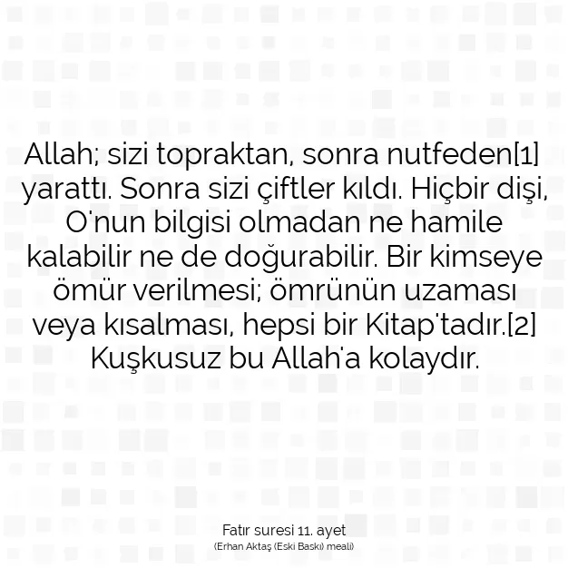 Ayetbul | Kuran Mealleri | Quran | Fatır suresi 11. ayet