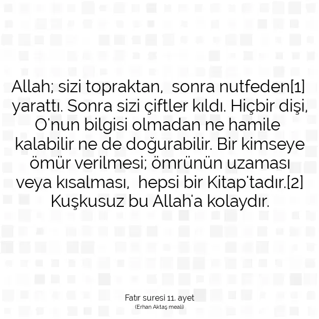 Ayetbul | Kuran Mealleri | Quran | Fatır suresi 11. ayet