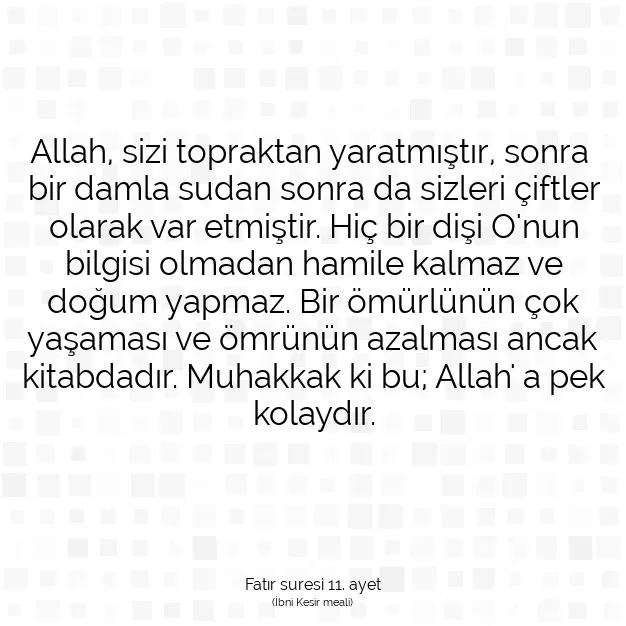 Ayetbul | Kuran Mealleri | Quran | Fatır suresi 11. ayet