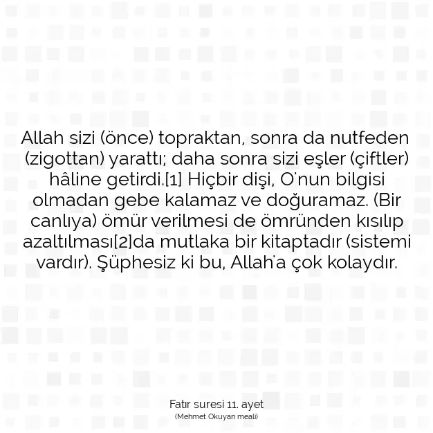 Ayetbul | Kuran Mealleri | Quran | Fatır suresi 11. ayet