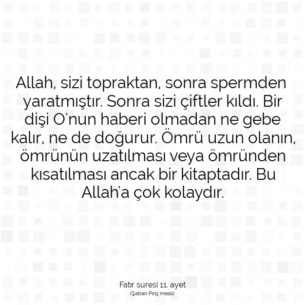 Ayetbul | Kuran Mealleri | Quran | Fatır suresi 11. ayet