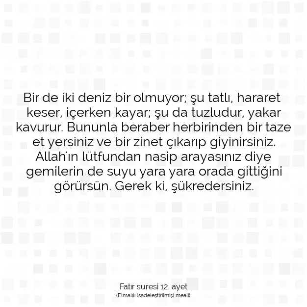 Ayetbul | Kuran Mealleri | Quran | Fatır suresi 12. ayet