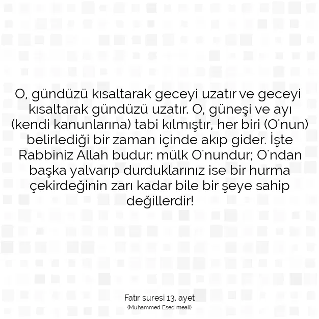 Ayetbul | Kuran Mealleri | Quran | Fatır suresi 13. ayet