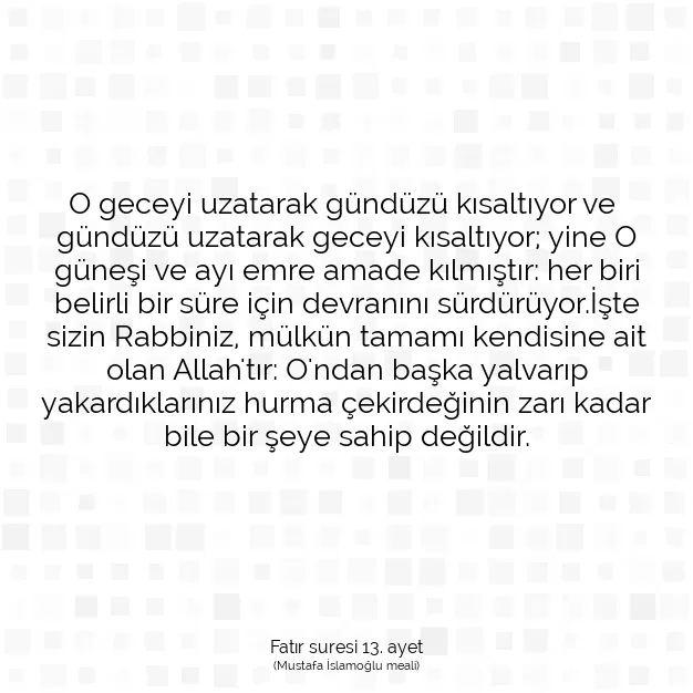 Ayetbul | Kuran Mealleri | Quran | Fatır suresi 13. ayet