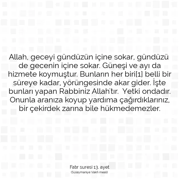 Ayetbul | Kuran Mealleri | Quran | Fatır suresi 13. ayet