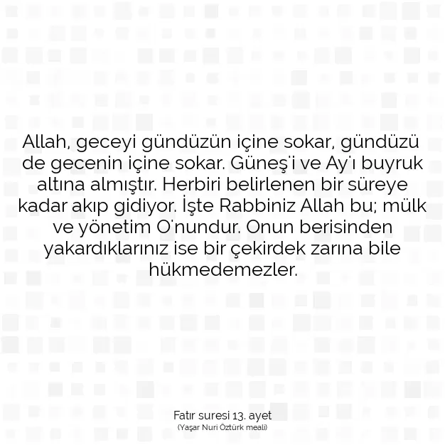 Ayetbul | Kuran Mealleri | Quran | Fatır suresi 13. ayet