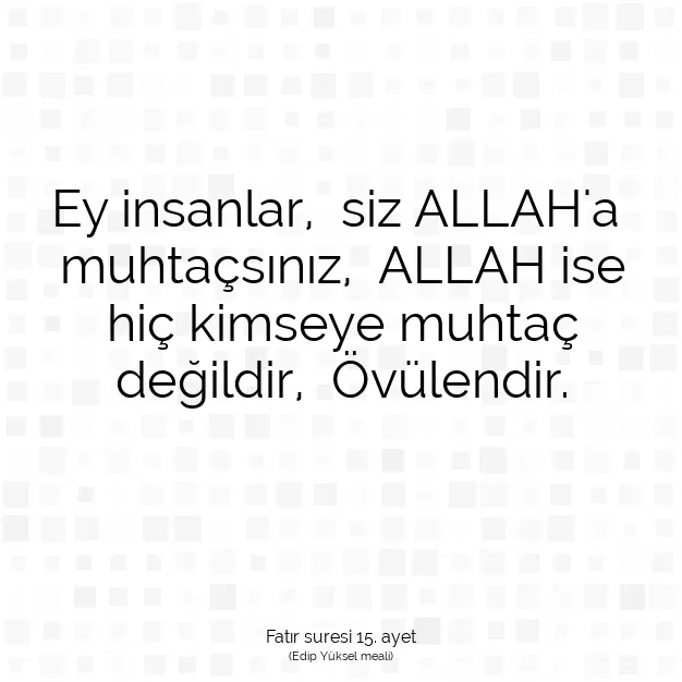 Ayetbul | Kuran Mealleri | Quran | Fatır suresi 15. ayet