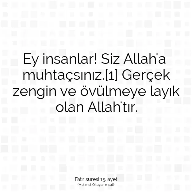 Ayetbul | Kuran Mealleri | Quran | Fatır suresi 15. ayet