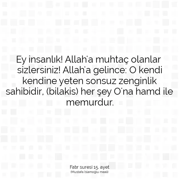 Ayetbul | Kuran Mealleri | Quran | Fatır suresi 15. ayet