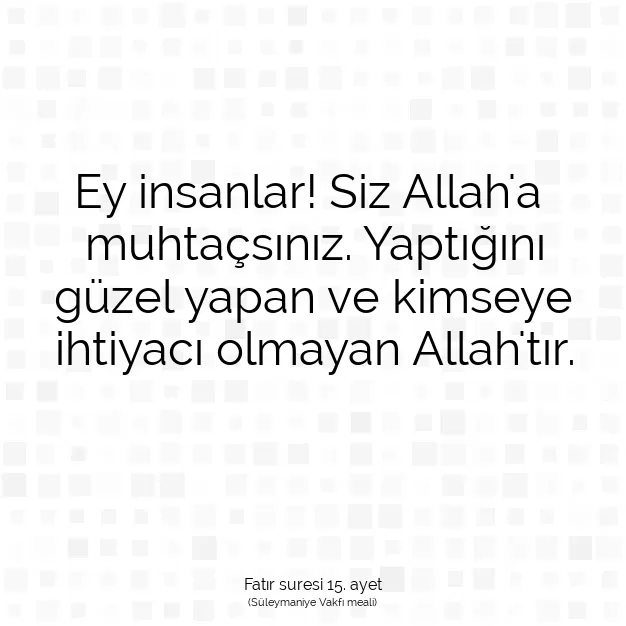 Ayetbul | Kuran Mealleri | Quran | Fatır suresi 15. ayet