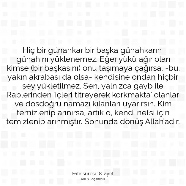 Ayetbul | Kuran Mealleri | Quran | Fatır suresi 18. ayet