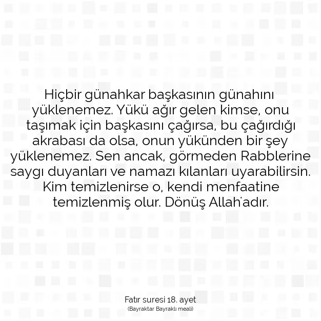 Ayetbul | Kuran Mealleri | Quran | Fatır suresi 18. ayet