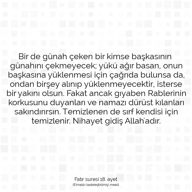 Ayetbul | Kuran Mealleri | Quran | Fatır suresi 18. ayet