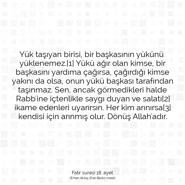 Ayetbul | Kuran Mealleri | Quran | Fatır suresi 18. ayet