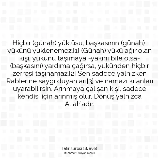 Ayetbul | Kuran Mealleri | Quran | Fatır suresi 18. ayet