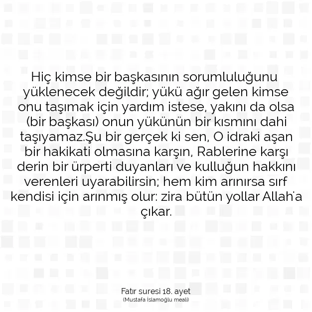 Ayetbul | Kuran Mealleri | Quran | Fatır suresi 18. ayet