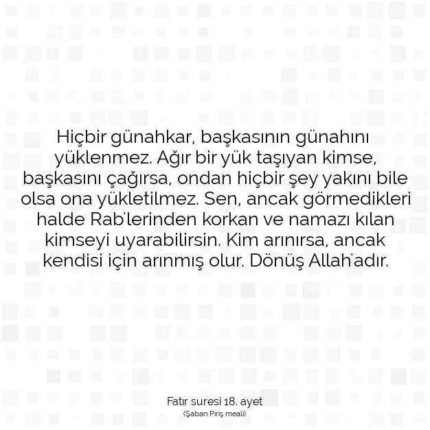 Ayetbul | Kuran Mealleri | Quran | Fatır suresi 18. ayet