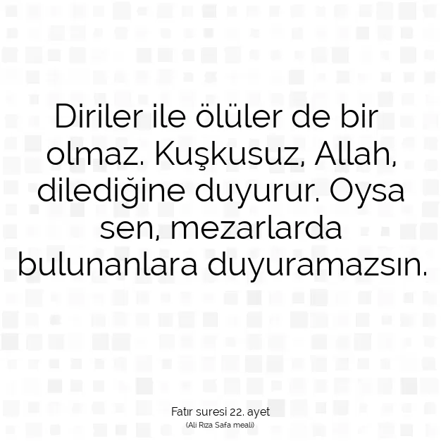 Ayetbul | Kuran Mealleri | Quran | Fatır suresi 22. ayet