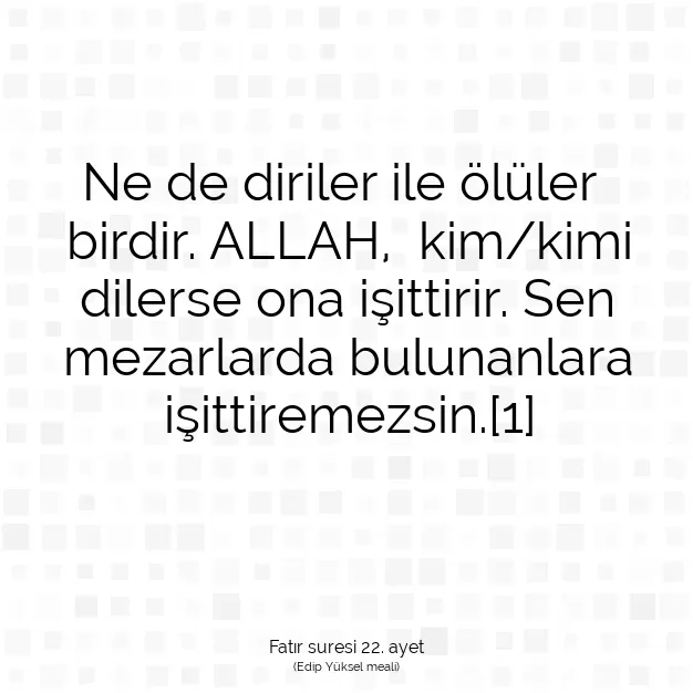 Ayetbul | Kuran Mealleri | Quran | Fatır suresi 22. ayet