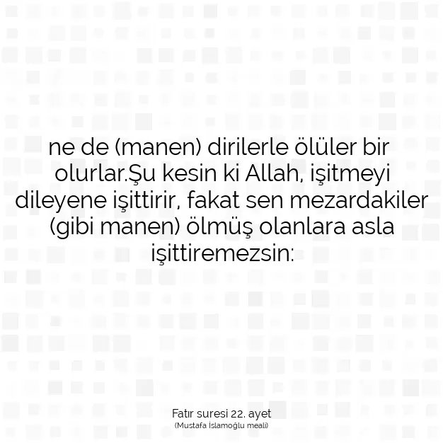 Ayetbul | Kuran Mealleri | Quran | Fatır suresi 22. ayet