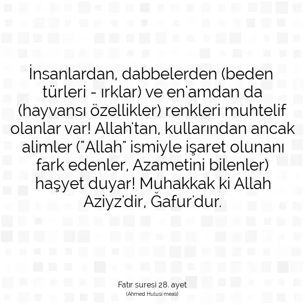 Ayetbul | Kuran Mealleri | Quran | Fatır suresi 28. ayet