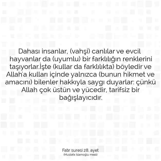 Ayetbul | Kuran Mealleri | Quran | Fatır suresi 28. ayet