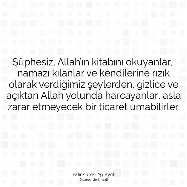 Ayetbul | Kuran Mealleri | Quran | Fatır suresi 29. ayet