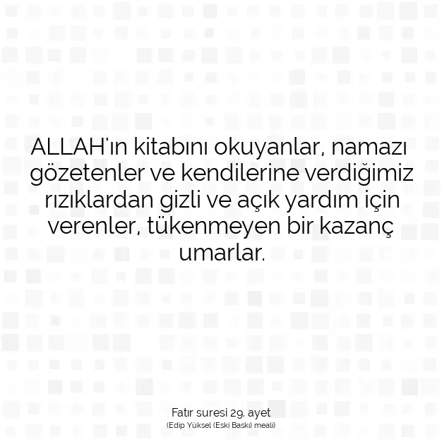 Ayetbul | Kuran Mealleri | Quran | Fatır suresi 29. ayet