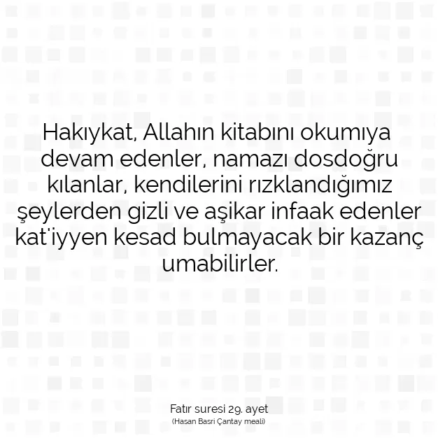 Ayetbul | Kuran Mealleri | Quran | Fatır suresi 29. ayet