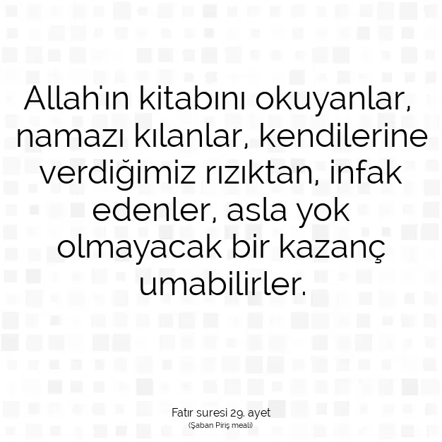 Ayetbul | Kuran Mealleri | Quran | Fatır suresi 29. ayet