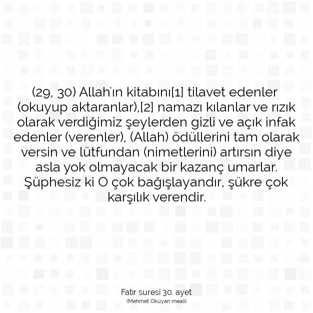 Ayetbul | Kuran Mealleri | Quran | Fatır suresi 30. ayet