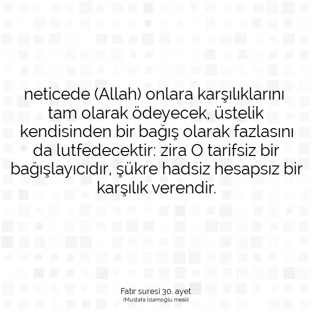 Ayetbul | Kuran Mealleri | Quran | Fatır suresi 30. ayet