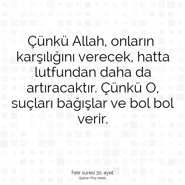 Ayetbul | Kuran Mealleri | Quran | Fatır suresi 30. ayet